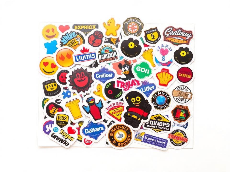 Sheet of assorted glossy UV DTF stickers